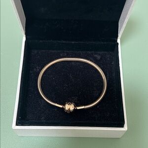 Pandora Rose Gold Snake Chain Bracelet with Logo Clasp